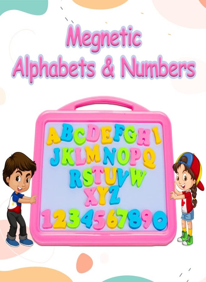Avis Lovely Magnetic Slate | Double Sided Slate with Colorful Magnetic Alphabets & Numbers for Kids (Pink) - Image 4